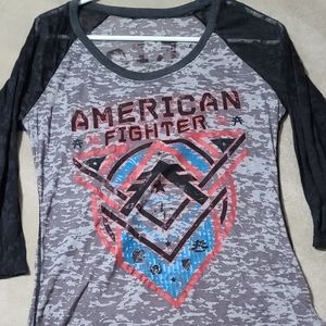 American Fighter 1/4 sleeve burnout tee